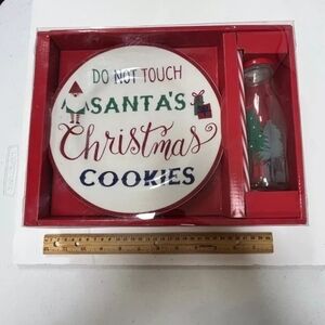 Santa's Christmas Cookies Plate Set - Red and White